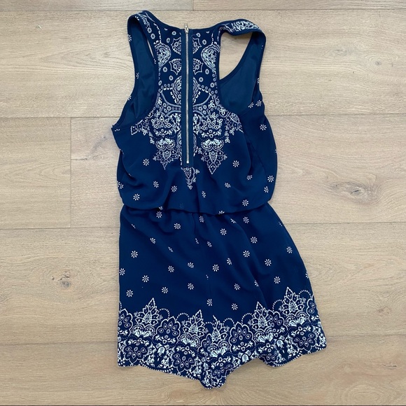 XS Exhilaration navy blue romper with zipper back - Picture 2 of 2